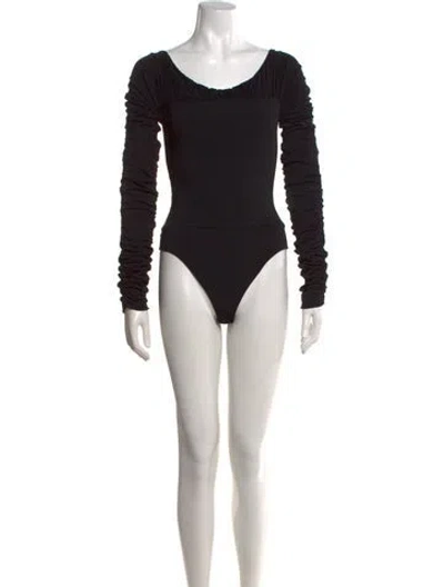 Pre-owned Khaite Square Neckline Long Sleeve Bodysuit In Black