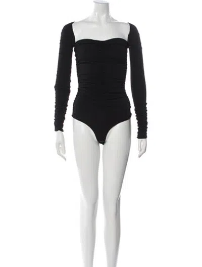 Pre-owned Khaite Square Neckline Long Sleeve Bodysuit In Black