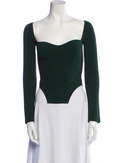 Pre-owned Khaite Square Neckline Long Sleeve Bodysuit In Green
