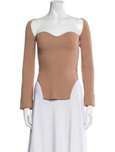Pre-owned Khaite Square Neckline Long Sleeve Bodysuit In Neutral