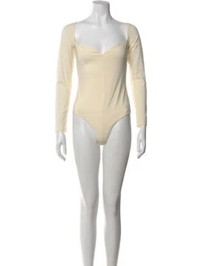 Pre-owned Khaite Square Neckline Long Sleeve Bodysuit In Neutral