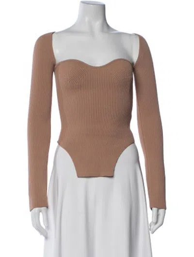 Pre-owned Khaite Square Neckline Long Sleeve Bodysuit In Neutrals