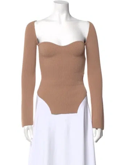 Pre-owned Khaite Square Neckline Long Sleeve Bodysuit W/ Tags In Neutral