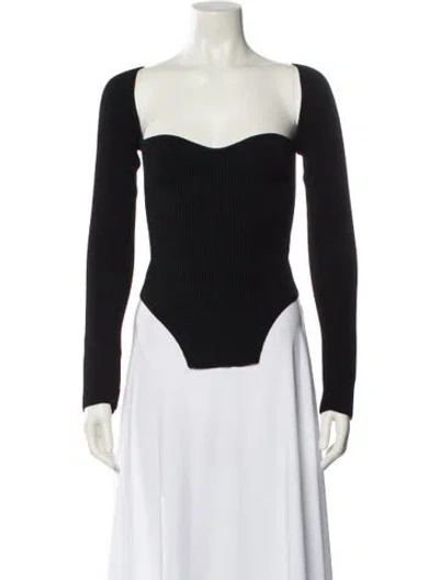 Pre-owned Khaite Square Neckline Long Sleeve Top In Black