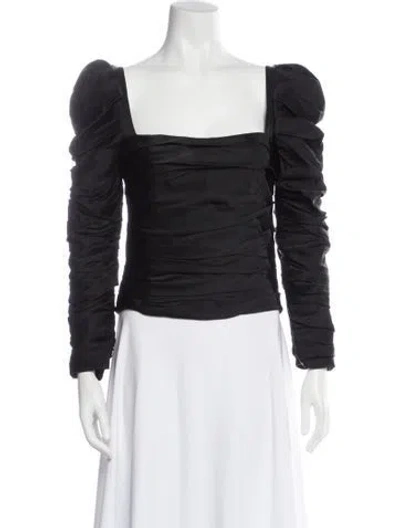 Pre-owned Khaite Square Neckline Long Sleeve Top In Black