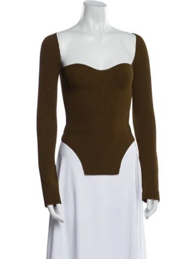 Pre-owned Khaite Square Neckline Long Sleeve Top In Brown