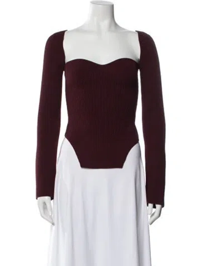 Pre-owned Khaite Square Neckline Long Sleeve Top In Burgundy