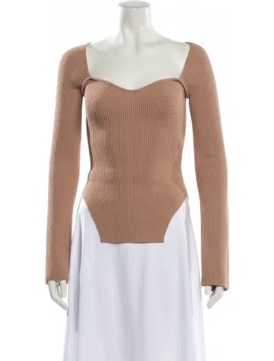 Pre-owned Khaite Square Neckline Long Sleeve Top In Neutral