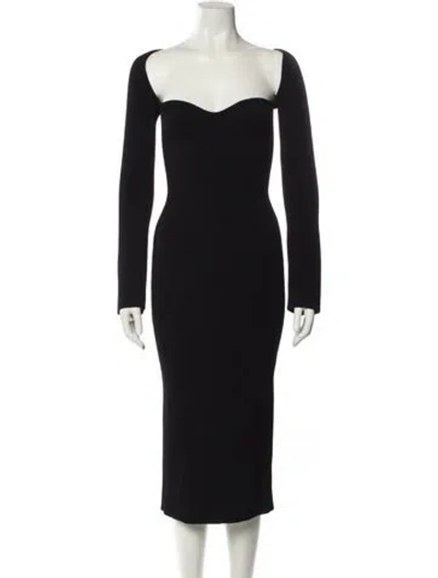 Pre-owned Khaite Square Neckline Midi Length Dress In Black