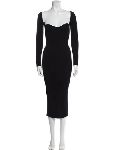 Pre-owned Khaite Square Neckline Midi Length Dress In Black