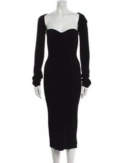 Pre-owned Khaite Square Neckline Midi Length Dress In Black