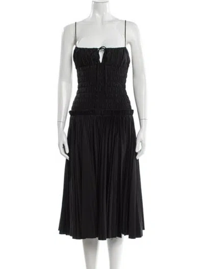 Pre-owned Khaite Square Neckline Midi Length Dress In Black