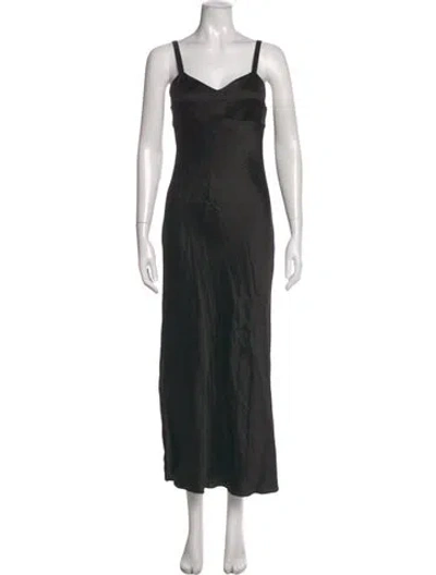 Pre-owned Khaite Square Neckline Midi Length Dress In Black