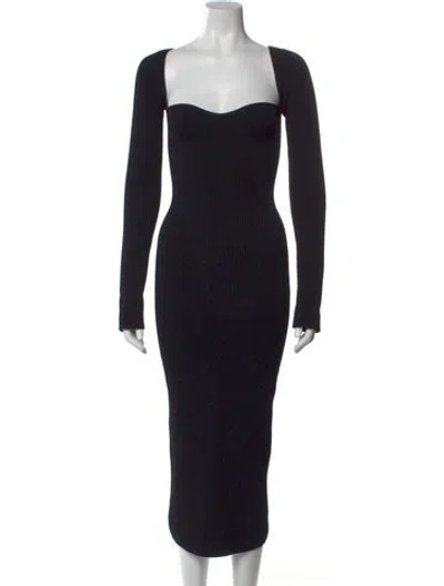 Pre-owned Khaite Square Neckline Midi Length Dress In Black