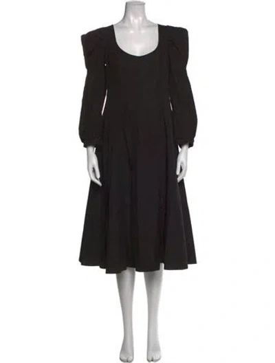 Pre-owned Khaite Square Neckline Midi Length Dress In Black