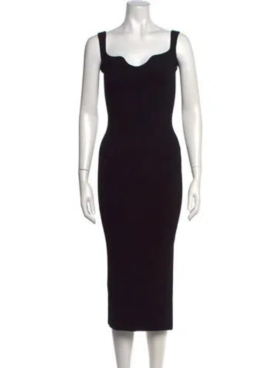 Pre-owned Khaite Square Neckline Midi Length Dress In Black