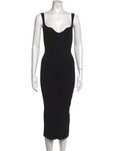 Pre-owned Khaite Square Neckline Midi Length Dress In Black