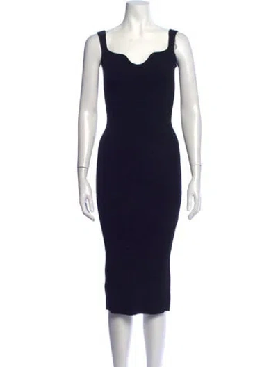 Pre-owned Khaite Square Neckline Midi Length Dress In Black