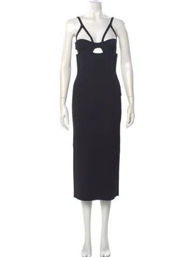 Pre-owned Khaite Square Neckline Midi Length Dress In Blue