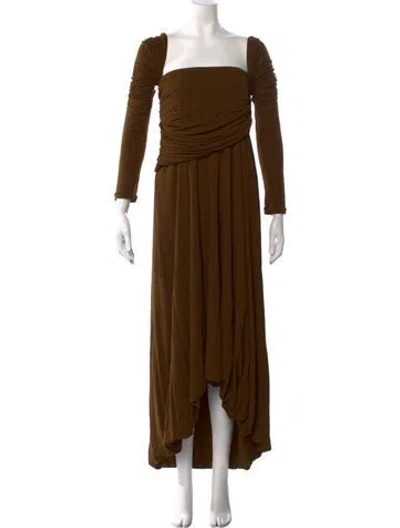 Pre-owned Khaite Square Neckline Midi Length Dress In Brown