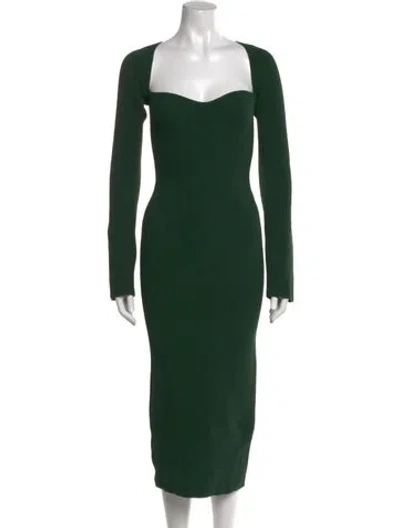 Pre-owned Khaite Square Neckline Midi Length Dress In Green