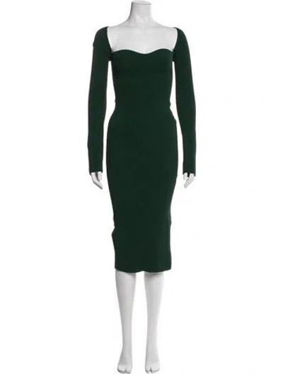 Pre-owned Khaite Square Neckline Midi Length Dress In Green