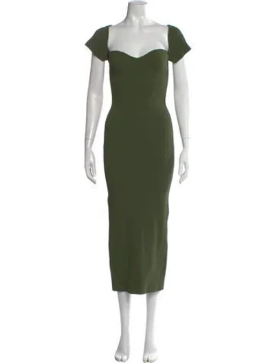 Pre-owned Khaite Square Neckline Midi Length Dress In Green