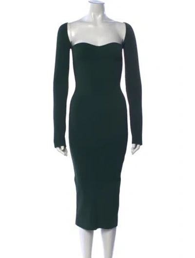 Pre-owned Khaite Square Neckline Midi Length Dress In Green
