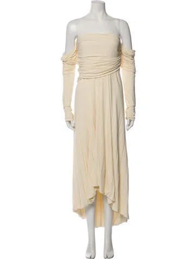 Pre-owned Khaite Square Neckline Midi Length Dress In Neutral