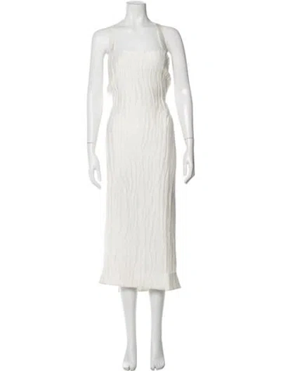 Pre-owned Khaite Square Neckline Midi Length Dress In Neutral