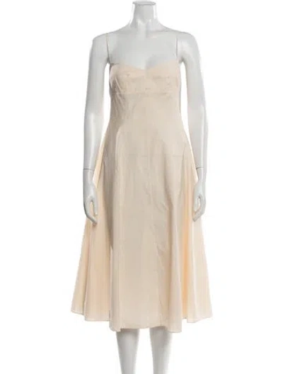 Pre-owned Khaite Square Neckline Midi Length Dress In Neutrals