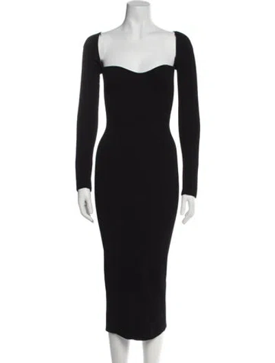 Pre-owned Khaite Square Neckline Midi Length Dress W/ Tags In Black