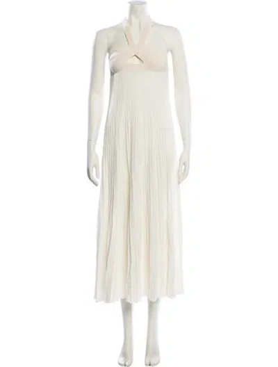 Pre-owned Khaite Square Neckline Midi Length Dress W/ Tags In White