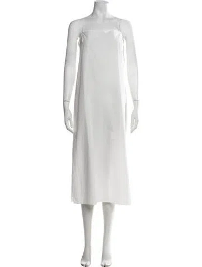 Pre-owned Khaite Square Neckline Midi Length Dress In White