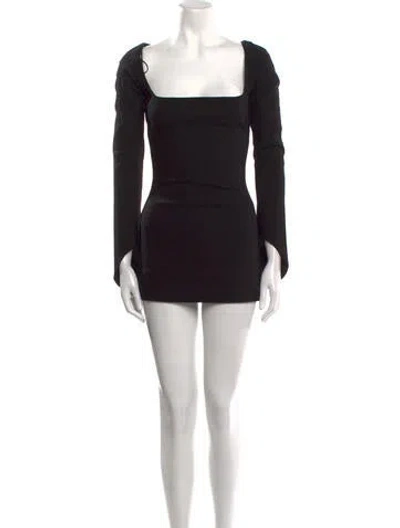 Pre-owned Khaite Square Neckline Mini Dress In Black
