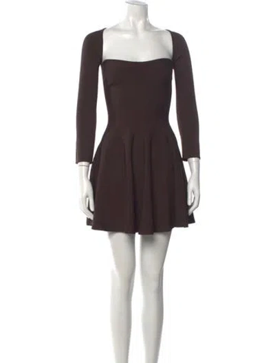 Pre-owned Khaite Square Neckline Mini Dress In Brown