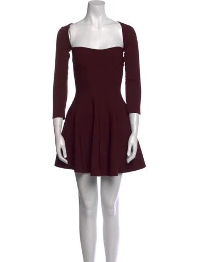 Pre-owned Khaite Square Neckline Mini Dress In Burgundy