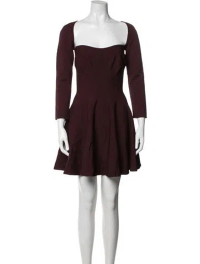 Pre-owned Khaite Square Neckline Mini Dress W/ Tags In Burgundy