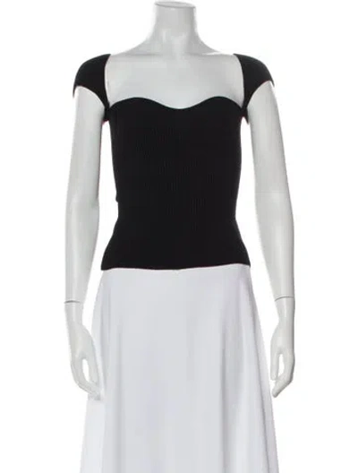 Pre-owned Khaite Square Neckline Short Sleeve Crop Top In Black