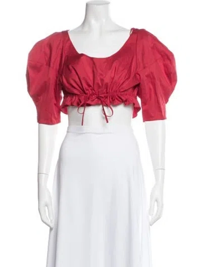 Pre-owned Khaite Square Neckline Short Sleeve Crop Top In Red