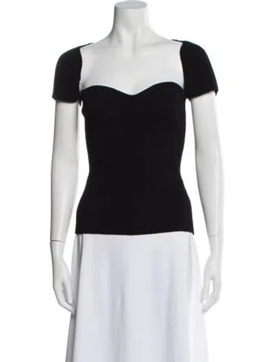 Pre-owned Khaite Square Neckline Short Sleeve Top In Black