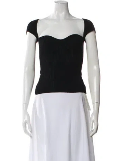 Pre-owned Khaite Square Neckline Short Sleeve Top In Black