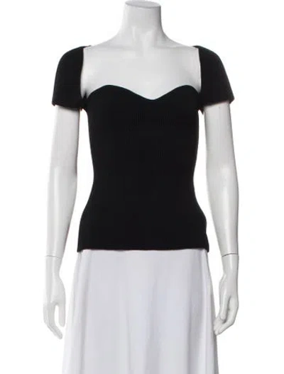 Pre-owned Khaite Square Neckline Short Sleeve Top In Black