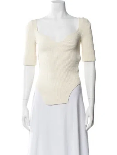 Pre-owned Khaite Square Neckline Short Sleeve Top In Neutral