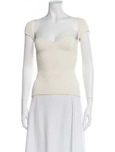 Pre-owned Khaite Square Neckline Short Sleeve Top In Neutral