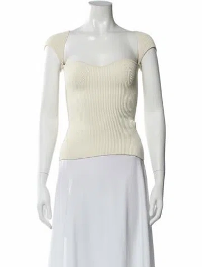 Pre-owned Khaite Square Neckline Short Sleeve Top In Neutral