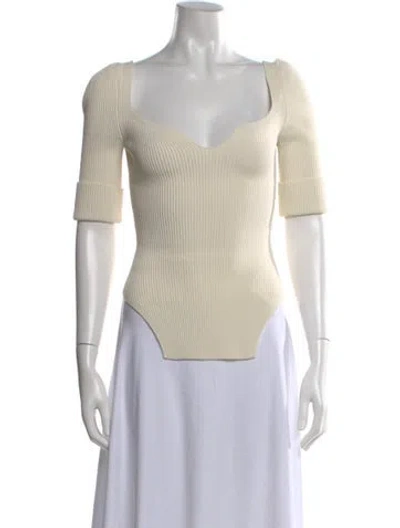 Pre-owned Khaite Square Neckline Short Sleeve Top In Neutral
