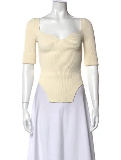 Pre-owned Khaite Square Neckline Short Sleeve Top In Neutrals