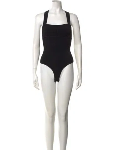 Pre-owned Khaite Square Neckline Sleeveless Bodysuit In Black