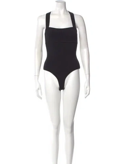 Pre-owned Khaite Square Neckline Sleeveless Bodysuit In Black